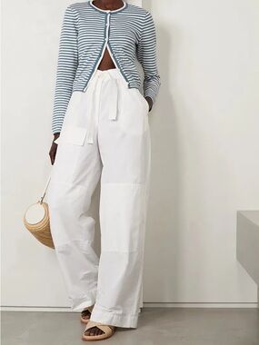 NWOT Alex Mill Albertina Cropped Cardigan – Azure/White – Cotton – XS